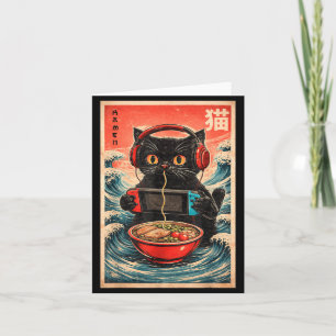 Cat Ramen Japanese Funny Graphic Kawaii Cat Anime Card
