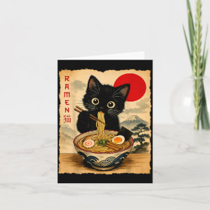 Cat Ramen Japanese Funny Graphic Kawaii Cat Anime Card