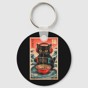 Cat Ramen Japanese Funny Graphic Kawaii Cat Anime Key Ring