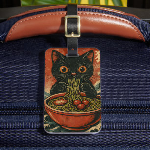 Cat Ramen Japanese Funny Graphic Kawaii Cat Anime Luggage Tag