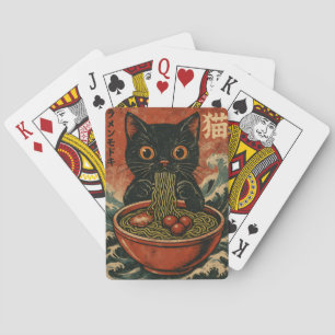 Cat Ramen Japanese Funny Graphic Kawaii Cat Anime Playing Cards