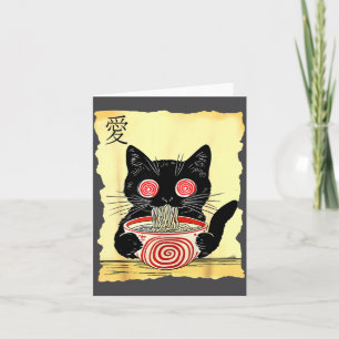 Cat Ramen Japanese Funny Graphic Tees Kawaii Anime Card
