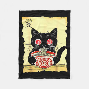 Cat Ramen Japanese Funny Graphic Tees Kawaii Anime Fleece Blanket