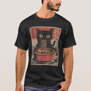 Cat Ramen Japanese Funny Graphic Tees Kawaii Cat A