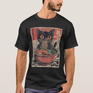 Cat Ramen Japanese Funny Graphic Tees Kawaii Cat A
