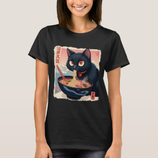 Cat Ramen Japanese Funny Graphic Tees Kawaii Cat A
