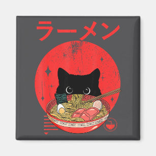Cat Ramen Japanese Funny Graphic Tees Kawaii Cat A Magnet