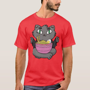 Cat Ramen Lover Anime Kitty Dad Mum Tonkatsu Spicy T-Shirt