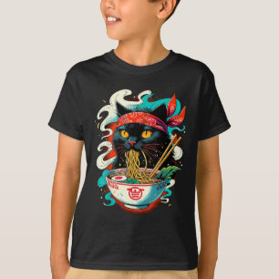 Cat Ramen Noodle Japanese Anime Kawaii Cat T-Shirt