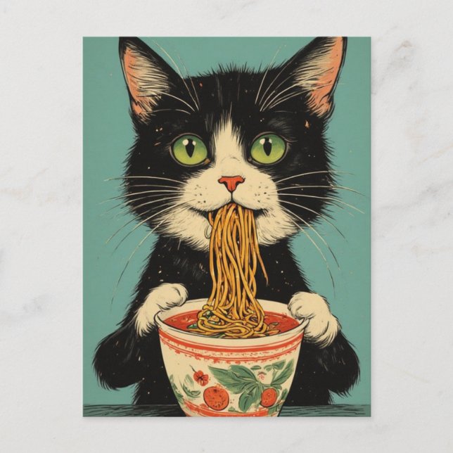 CAT RAMEN NOODLES POSTCARD (Front)