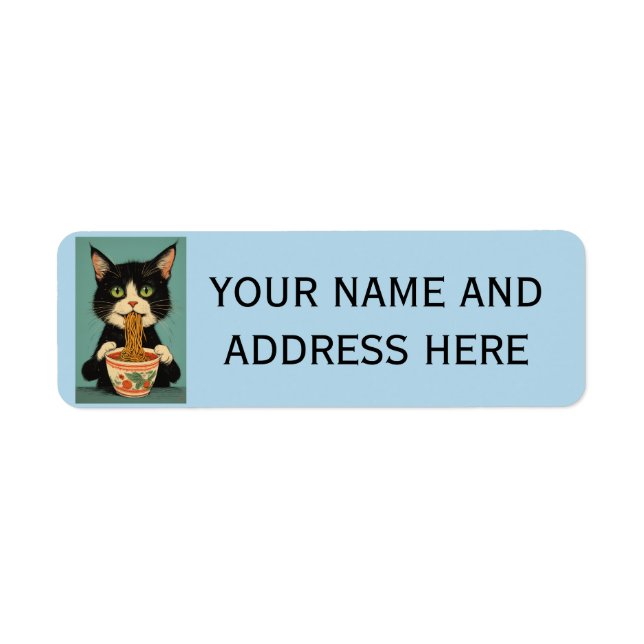  CAT RAMEN NOODLES RETURN ADDRESS LABELS (Front)