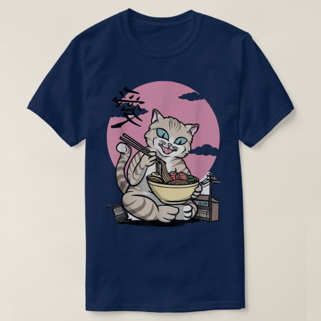 cat ramen ramen noodle cat cat eating ramen  T-Shirt (Design Front)