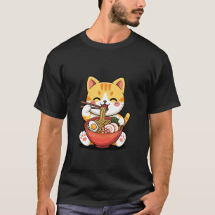 Cat Ramen Slurp Session Fun Food Animal Design T-Shirt