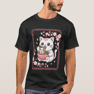 Cat Ramen Time Whimsical Noodle Character Art T-Shirt