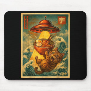 Cat Ramen Ufo Funny Men Women Teens Kids Japanese  Mouse Pad