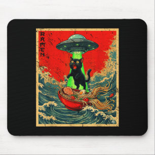 Cat Ramen Ufo Japanese Anime Graphic Tees Men Wome Mouse Pad