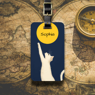Cat Reaching for the Moon Luggage Tag