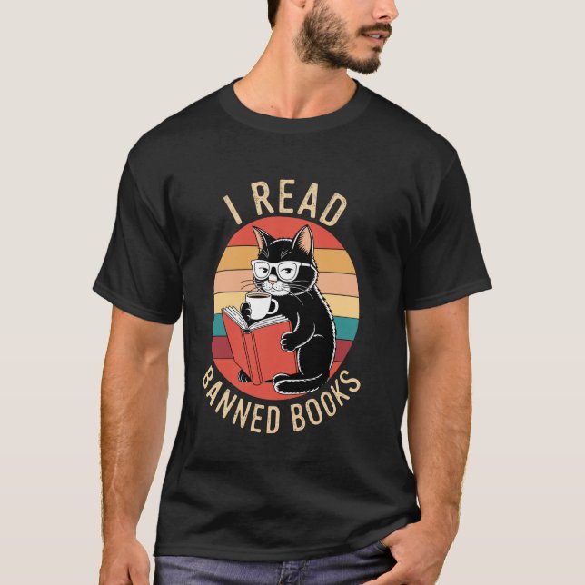 Cat Read Banned Books T-Shirt (Front)