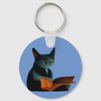 Cat reading a book