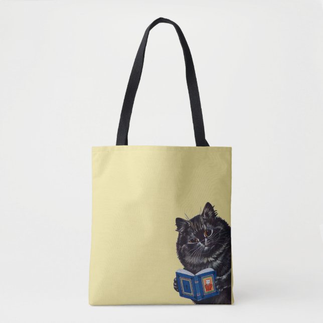 Cat Reading a Book, Louis Wain Tote Bag (Front)