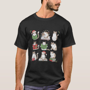 Cat reading book funny christmas cat book lover li T-Shirt