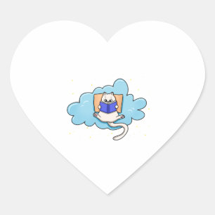 Cat Reading Book Heart Sticker