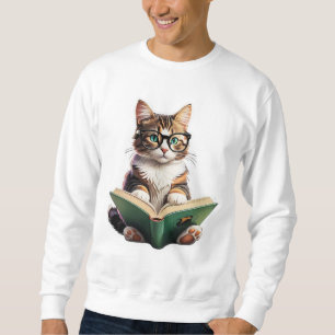Cat Reading Book Sweatshirt