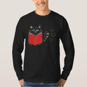 Cat reading cat animal love cat friend T-Shirt