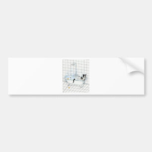 Cat reading newspaper in the bathtub bumper sticker