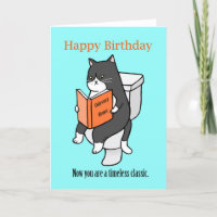 Cat Reading on Toilet book Lover Funny Birthday