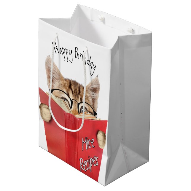 Cat Reading Red Book  Medium Gift Bag (Front Angled)