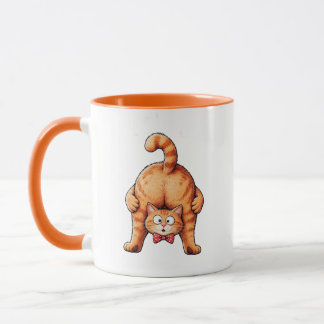Cat Rear! Funny Orange Tabby Cat Butt Mug