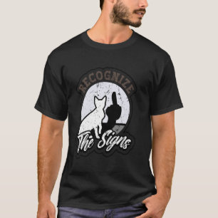 Cat Recognise the Sign Funny Middle Finger Shadow T-Shirt