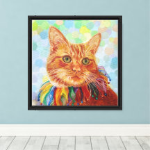 Cat Red Ginger Feline Oil Painting Canvas Print