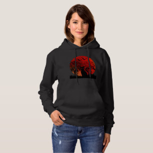 CAT RED MOON NIGHT BLACK CATS LOVER HOODIE
