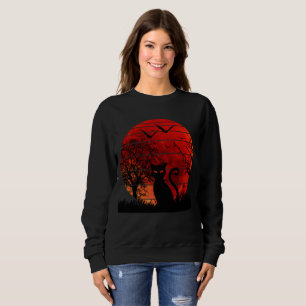 CAT RED MOON NIGHT BLACK CATS LOVER SWEATSHIRT