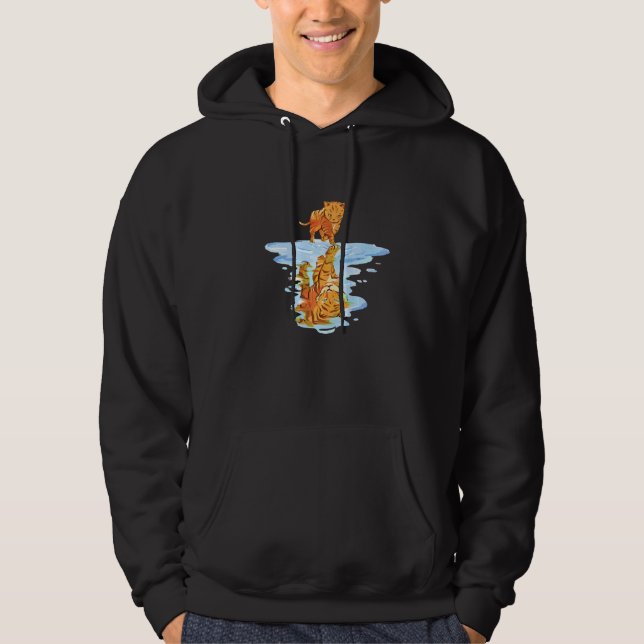 Cat Reflects Strong Tiger   Hoodie (Front)