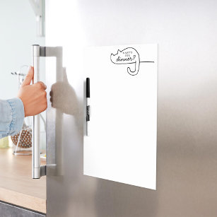 Cat Refrigerator Dinner Menu Dry Erase Board White