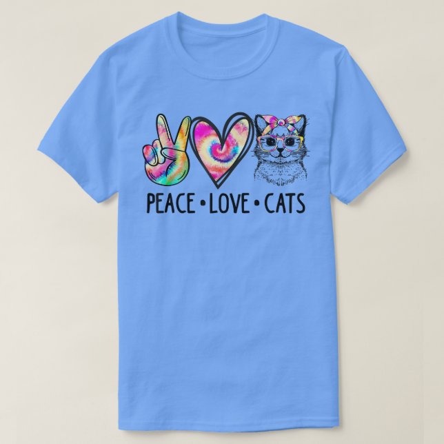 Cat Rescue Adopt A Cat Cat Mom Tie Dye Peace Love  T-Shirt (Design Front)