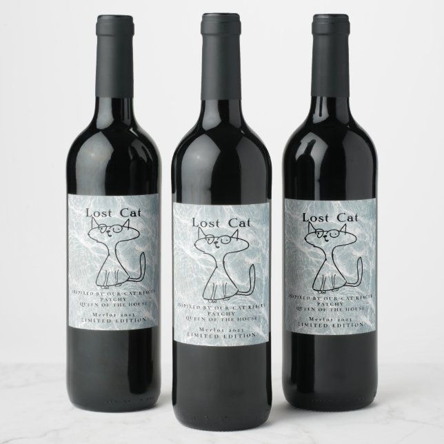 Cat Rescue Inspired, Marble Custom Wine Labels (Bottles)