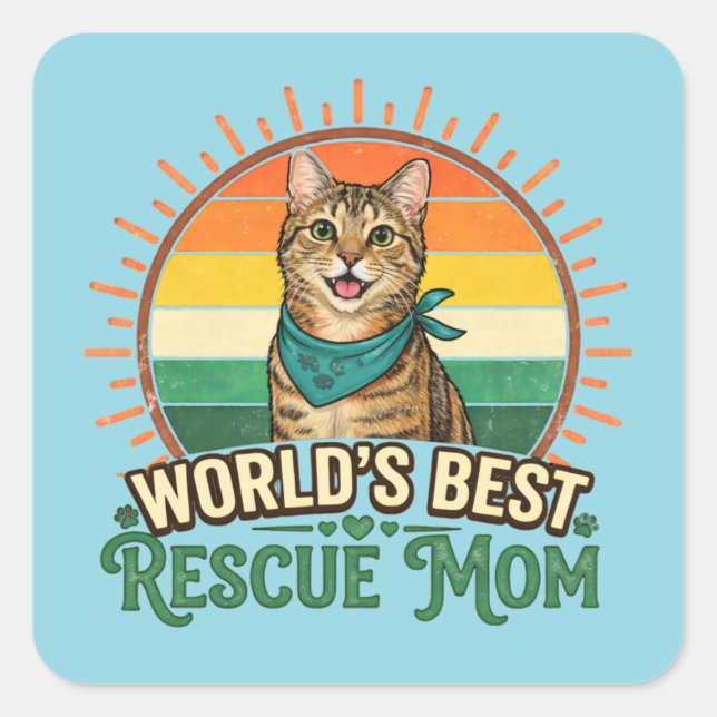 Cat Rescue Mum Square Sticker (Front)