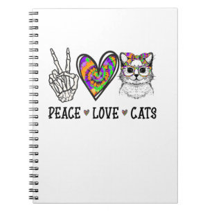 Cat Rescue Tie Dye Peace Love Cats Halloween Cat L Notebook