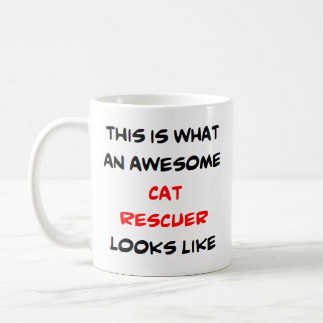 cat rescuer, awesome coffee mug (Left)