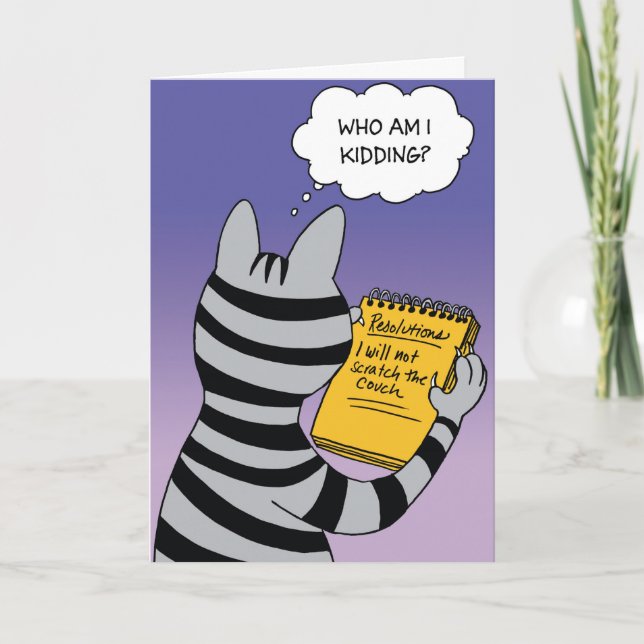 Cat Resolutions New Year Humour Card (Front)