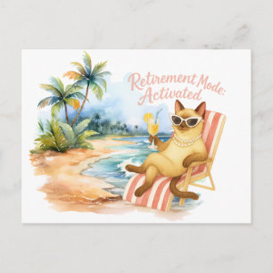 Cat  Retirement Women Cat Lover at beach Postcard