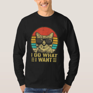 Cat Retro 80s 90s T Shirt Funny Cat I Do What I Wa