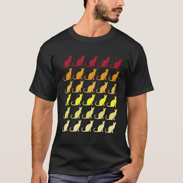 Cat Retro Animal Pattern T-Shirt (Front)