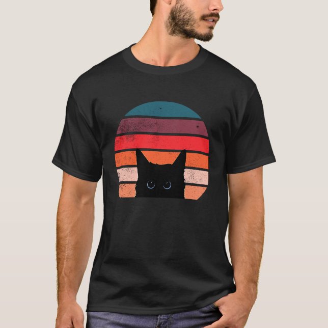 Cat Retro Style Black Kitty Cats T-Shirt (Front)