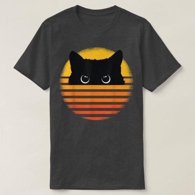 Cat Retro Style - Kitten Retro Style - Black Cat T T-Shirt (Design Front)
