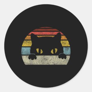 Cat Retro Style Vintage Black Kitten Cute Kitty Ca Classic Round Sticker